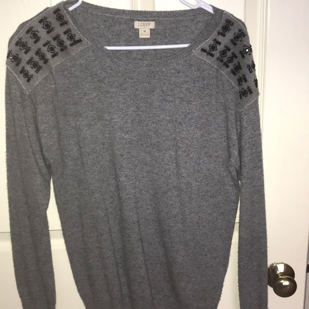 J. Crew gray sweater with shoulder design